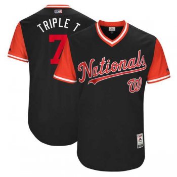 Men's Washington Nationals #7 Trea Turner Triple T Majestic Navy 2017 Little League World Series Players Weekend Jersey