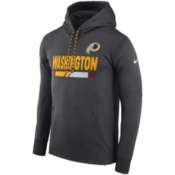 Men's Washington Redskins Nike Charcoal Sideline ThermaFit Performance PO Hoodie