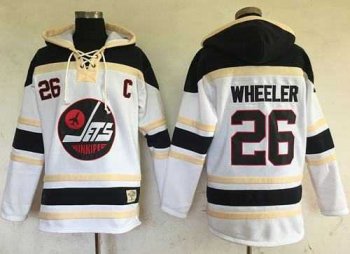 Men's Winnipeg Jets #26 Blake Wheeler White Sawyer Hooded Sweatshirt Stitched NHL Jersey