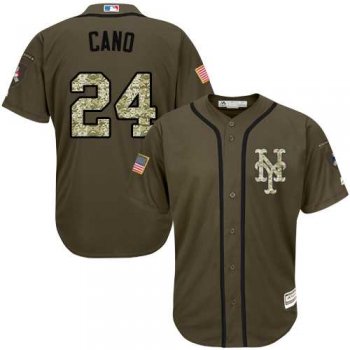 Mets #24 Robinson Cano Green Salute to Service Stitched Baseball Jersey