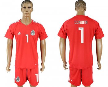 Mexico #1 CORONA Red Goalkeeper 2018 FIFA World Cup Soccer Jersey