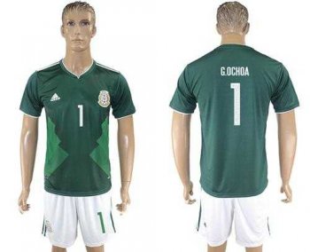 Mexico #1 G.Ochoa Green Home Soccer Country Jersey