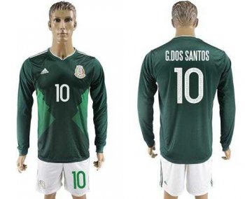 Mexico #10 G.Dos Santos Home Long Sleeves Soccer Country Jersey