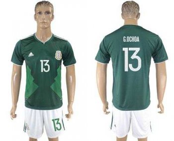 Mexico #13 G.Ochoa Green Home Soccer Country Jersey