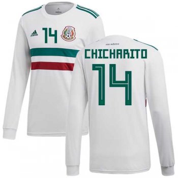 Mexico #14 Chicharito Away Long Sleeves Soccer Country Jersey