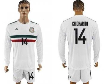 Mexico #14 Chicharito Away Long Sleeves Soccer Country Jersey