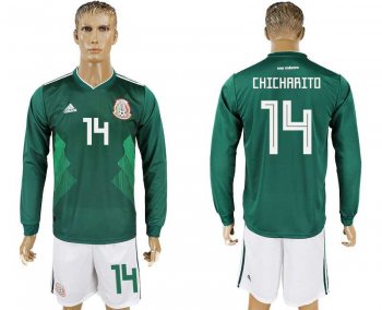 Mexico #14 CHICHARITO Home 2018 FIFA World Cup Long Sleeve Soccer Jersey