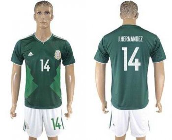 Mexico #14 J.Hernandez Green Home Soccer Country Jersey