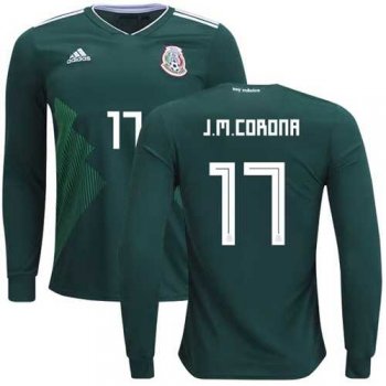 Mexico #17 J.M.Corona Home Long Sleeves Soccer Country Jersey