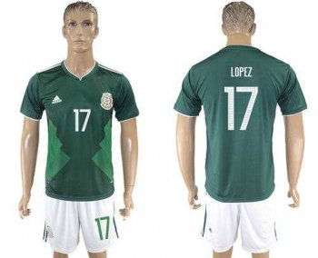 Mexico #17 Lopez Green Home Soccer Country Jersey