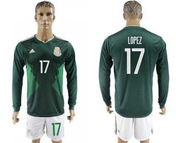 Mexico #17 Lopez Home Long Sleeves Soccer Country Jersey