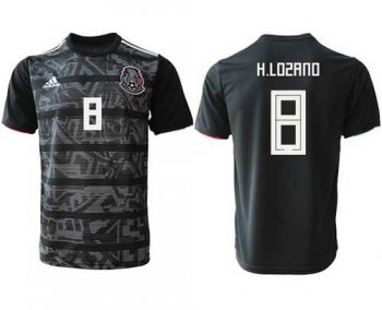 Mexico #8 H.Lozano Black Soccer Country Jersey