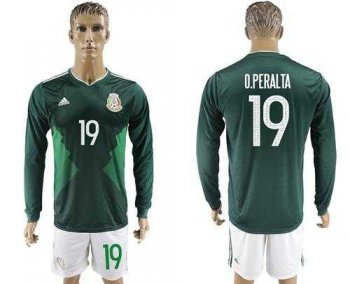 Mexico #19 O.Peralta Home Long Sleeves Soccer Country Jersey