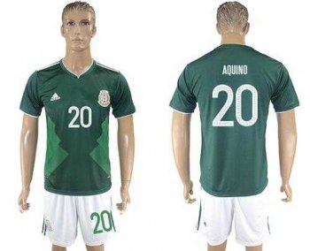 Mexico #20 Aquino Green Home Soccer Country Jersey