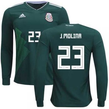 Mexico #23 J.Molina Home Long Sleeves Soccer Country Jersey