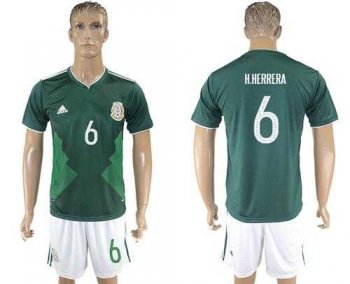 Mexico #6 H.Herrera Green Home Soccer Country Jersey