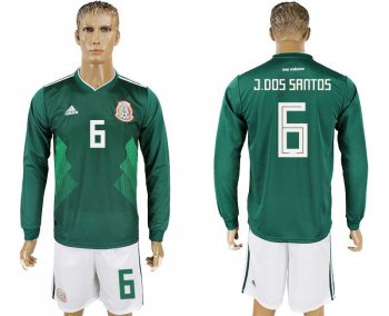 Mexico #6 J.DOS SANTOS Home 2018 FIFA World Cup Long Sleeve Soccer Jersey