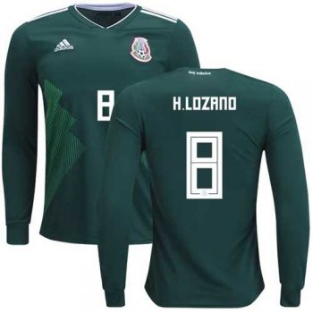 Mexico #8 H.Lozano Home Long Sleeves Soccer Country Jersey