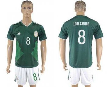 Mexico #8 J.Dos Santos Green Home Soccer Country Jersey