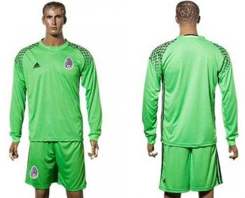 Mexico Blank Green Long Sleeves Goalkeeper Soccer Country Jersey