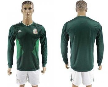 Mexico Blank Home Long Sleeves Soccer Country Jersey