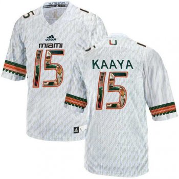 Miami Hurricanes #15 Brad Kaaya White With Portrait Print College Football Jersey