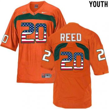 Youth Miami Hurricanes #20 Ed Reed Orange USA Flag Youth College Football Jersey