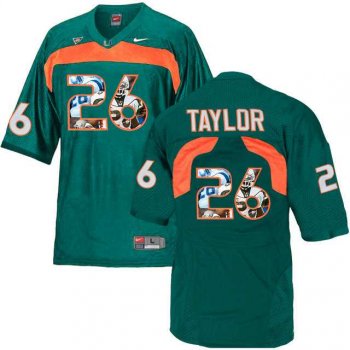 Miami Hurricanes #26 Sean Taylor Green With Portrait Print College Football Jersey