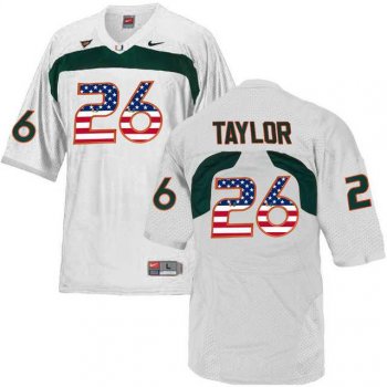 Miami Hurricanes #26 Sean Taylor White USA Flag College Football Jersey