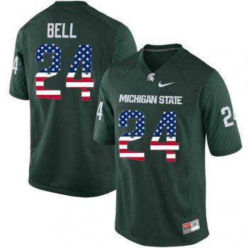 Michigan State Spartans #24 Le'Veon Bell Green USA Flag College Football Jersey