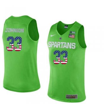 Michigan State Spartans #33 Magic Johnson Apple Green College Basketball Jersey