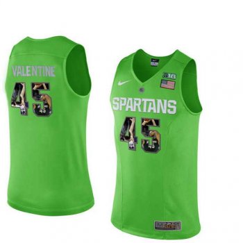 Michigan State Spartans #45 Denzel Valentine Apple Green With Portrait Print College Basketball Football Jersey