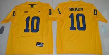 Michigan Wolverines #10 Tom Brady Gold Jordan Brand Limited Stitched NCAA Jersey