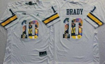 Michigan Wolverines #10 Tom Brady White Player Fashion Stitched NCAA Jersey