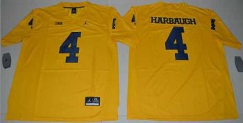 Michigan Wolverines #4 Jim Harbaugh Gold Jordan Brand Limited Stitched NCAA Jersey