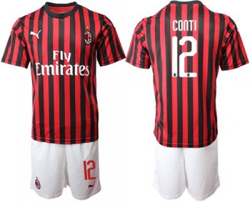 AC Milan #12 Conti Home Soccer Club Jersey