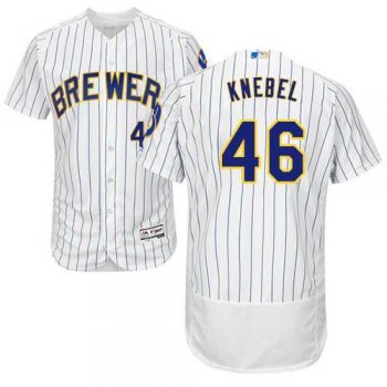 Milwaukee Brewers #46 Corey Knebel White Strip Flexbase Authentic Collection Stitched MLB Jersey