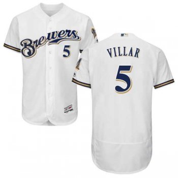 Milwaukee Brewers #5 Jonathan Villar White Flexbase Authentic Collection Stitched MLB Jersey