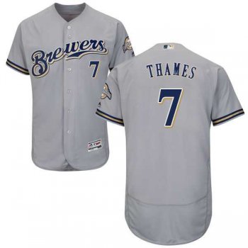 Milwaukee Brewers #7 Eric Thames Grey Flexbase Authentic Collection Stitched MLB Jersey