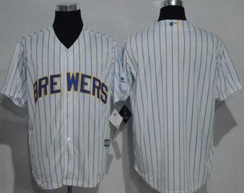 Milwaukee Brewers Blank White(Blue Strip) New Cool Base Stitched MLB Jersey