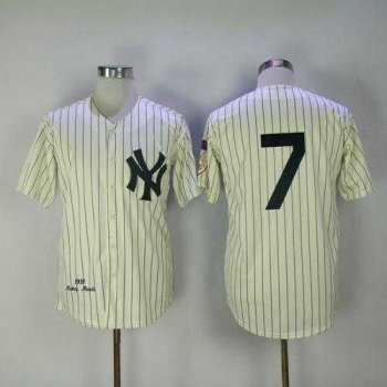 Mitchell And Ness 1951 New York Yankees #7 Mickey Mantle Cream Throwback Stitched MLB Jersey