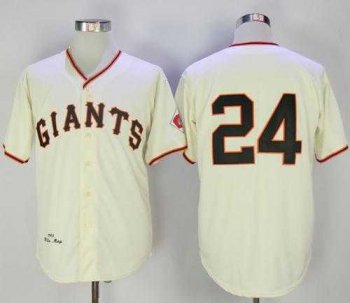 Mitchell And Ness 1951 San Francisco Giants #24 Willie Mays Cream Throwback Stitched MLB Jersey