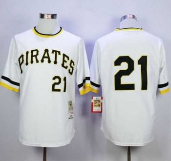 Mitchell and Ness 1971 Pittsburgh Pirates #21 Roberto Clemente Stitched White Throwback MLB Jersey