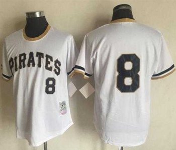 Mitchell And Ness 1971 Pittsburgh Pirates #8 Willie Stargell White Throwback Stitched MLB Jersey