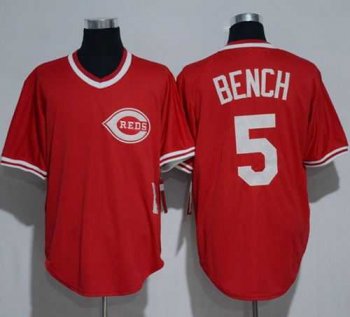 Mitchell And Ness 1983 Cincinnati Reds #5 Johnny Bench Red Throwback Stitched MLB Jersey