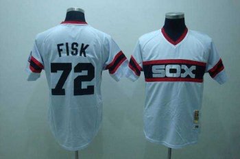 Mitchell and Ness 1985 Chicago White Sox #72 Carlton Fisk Stitched White Throwback MLB Jersey