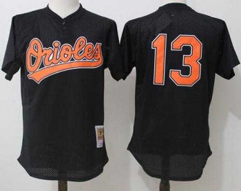 Mitchell And Ness Baltimore Orioles #13 Manny Machado Black Throwback Stitched MLB Jersey