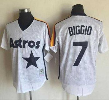 Mitchell And Ness Houston Astros #7 Craig Biggio White Throwback Stitched Baseball Jersey