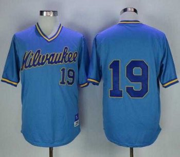 Mitchell and Ness Milwaukee Brewers #19 Robin Yount Stitched Blue Throwback MLB Jersey