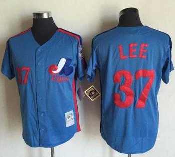 Mitchell And Ness Montreal Expos #37 Bill Lee Blue Throwback Stitched Baseball Jersey